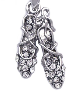 Ballerina Clear Ballet Dance Shoes Slippers Pendant Necklace Girl Jewelry n2025c - Picture 1 of 5