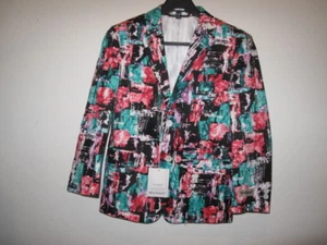 BRAVEMAN BOYS BLAZER 2 BUTTONS FRONT CLOSURE GREEN/BLACK/PINK SZ 8 - Picture 1 of 8