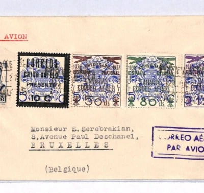 Spain LAS PALMAS Canary Islands Cover CIVIL WAR Censor Air 1937 Belgium YT312 - Image 1 of 4