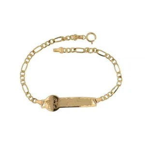 Bracciale in oro giallo 18 kt 750/1000 con angelo e targhetta satinata unisex - Bild 1 von 1