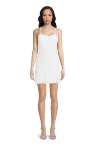 Madden NYC Junior Women’s Sz S White Bustier Spaghetti Strap Lace Short Dress - Imagen 1 de 17