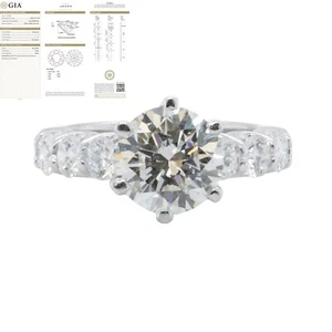 Platinum 950 GIA 2.43ct J I1 Diamond Engagement Ring 1.00ctw F VS Accents SZ 4.5 - Picture 1 of 13