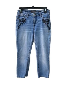 Lucky Brand Lolita Damen-Caprijeans Skinny marineblau Blumen bestickt Größe 4/27 - Bild 1 von 7