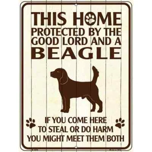 Protected By A Beagle Parking Sign 4.5"x 6" Home Wall Door Garage Novelty Decor - Picture 1 of 1