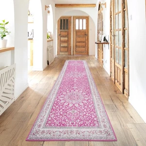 2x8 Läufer Teppichläufer Maschinenwaschbar Boho Teppiche Orientalisch Blumen Weich Indoor... - Bild 1 von 7