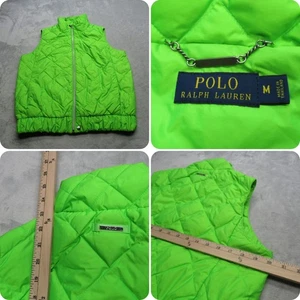 Polo Ralph Lauren Down Vest Womens Medium Green Pockets Full Zip Quilted Puffer - Picture 1 of 12