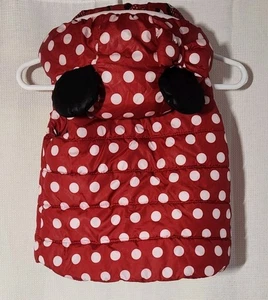 Disney Minnie Mouse Vest  Size 4-6 month red/white Polka Dots Hood W/ Ears H&M - Picture 1 of 6
