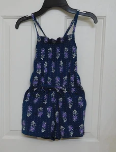 NWT Tea Collection Navy Purple Floral Smocked Shorts Romper sz 6 - Picture 1 of 1