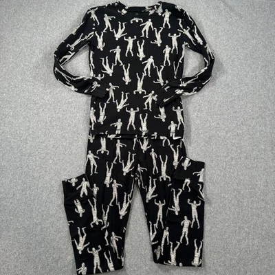 Conjunto de pijama Gap Kids algodão orgânico múmia Halloween dormir tamanho 14 preto branco - Imagem 1 de 4