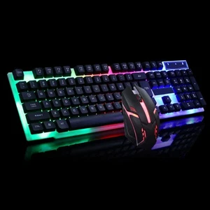 `Usb Gaming Keyboard And Usb Mouse Combo Led Backlit Keyboard Firm Durable - Photo 1/12