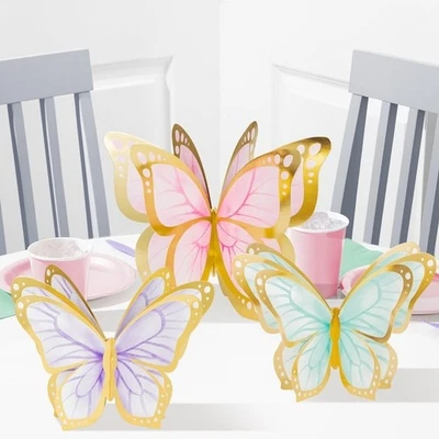 Butterfly Shimmer Party Table Centrepieces 3pk - Butterfly Party Supplies - Image 1 of 4