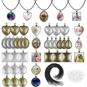 Pendant Trays with Glass Cabochons for Jewelry Making, 90pcs Pendants Trays S... - Picture 1 of 7