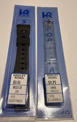 Hadley Roma LOT 2 Black & Clear Watch Band MS3139 L5933 Fits Casio Timex Sports - Image 1 of 4