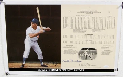 Duke Snider Dodgers Signed 14x21 Cope Enterprise Poster JSA Authenticated - Image 1 of 4