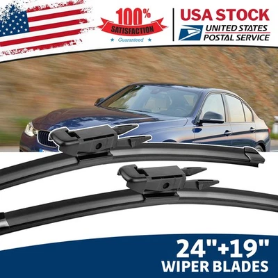 24"+19" Front Windshield Wiper Blades For Audi A3 Quattro 2006-2013, Set of 2 — 第 1/4 张图片