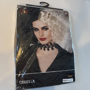 Peluca Cruella Disney Cruella De Vil pelo negro blanco usado una vez espíritu - Imagen 1 de 7