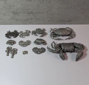 Vintage Pewter Crab Figurine Lot of 12 Hudson, kirk, Spoontiques, Rawcliffe - Picture 1 of 14