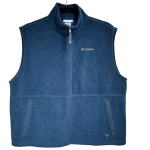 Columbia Mens Blue Fleece Vest Full Zip Stand Collar Embroidered Logo XXL - Picture 1 of 9