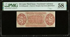 FR# 1330 Fractional 1864 Currency 50c Civil War Third Issue Back Specimen PMG 58 - Picture 1 of 5