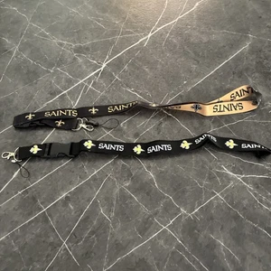 New Orleans Saints NFL Keychain Lanyard- Two tone Color Plus A 2nd Black Lanyard - Picture 1 of 5