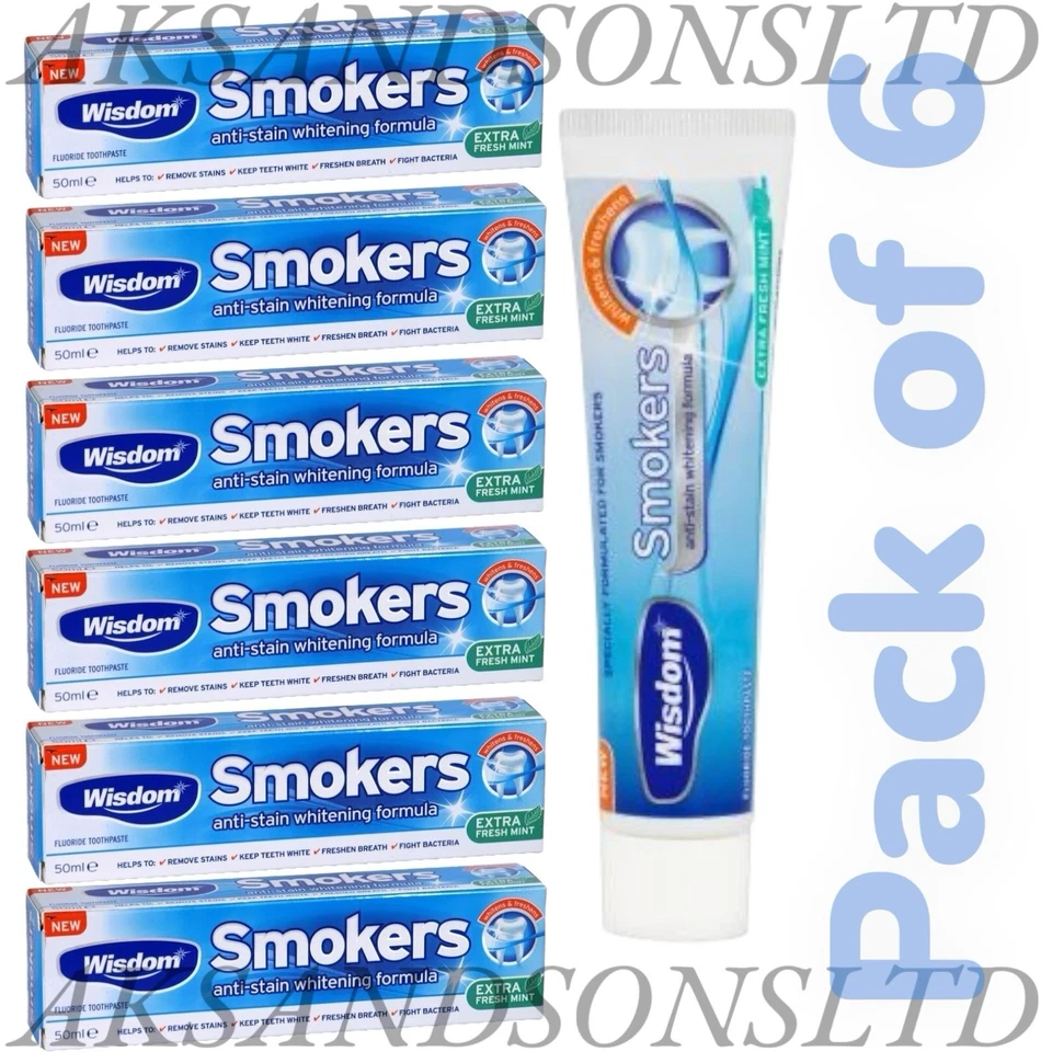 Wisdom Anti-Stain whitening formula Smokers 50ml- x6 - Image 1 of 1