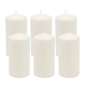 Stonebriar Tall 3x6 Inch Unscented Pillar CandlesWhite 6 count White - Picture 1 of 9