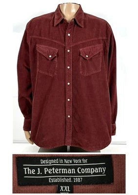 The J Peterman Company Corduroy Shirt Size XXL Maroon Button Down Long Sleeve  - Image 1 of 4