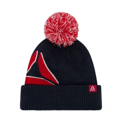Новый Reebok унисекс взрослых темно-синий комбинированный логотип Intarsia Pom-Pom Beanie шляпа уютный мягкий - Изображение 1 из 2