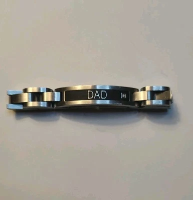 "Браслет ""папа"" из нержавеющей стали черный с покрытием Ip PGDA с фианитами бриллиантами." - Изображение 1 из 4