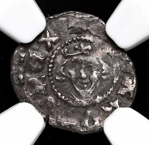 ENGLAND. Edward I Longshanks, 1272-1307. Silver Farthing, NGC AU53, Top pop! - Picture 1 of 5