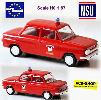 NSU TT Volunteer Fire Department 1967-72 Red 1:87 Euro Modell 07401 - Image 1 of 4