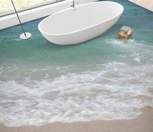 3D Strand Wellen C697 Fußboden Wandbild Unentschied BildTapete Familie DE Amy - Bild 1 von 6