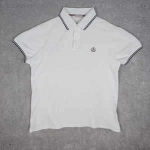Moncler Men's Polo Shirt White Cotton XXL 2XL 46" Authentic "Certilogo Verified" - Picture 1 of 23
