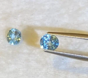2.18 CTS, RARE PAIR, NATURAL BLUE ZIRCON, OVAL/CUSHION CUT, 6 X 5.5 MM, VVS/VS - Picture 1 of 7