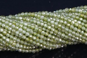 2 mm Moosgrün Kubik Zirkonia Perlen AAA Facettiert Rund Lose Perlen 15 Zoll - Bild 1 von 3