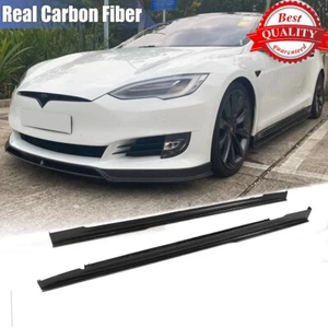 Alerón labial de extensión de faldón lateral de carbono real para Tesla Model S sedán 2012-2018 - Imagen 1 de 13
