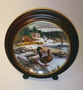 The Mallard Bart Jerner Living With Nature Collector Plate Wood Frame Man Cave - Picture 1 of 6