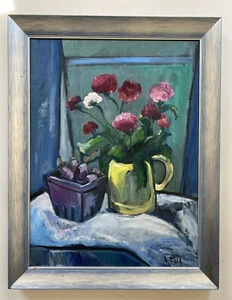 Original Acryl Stillleben von Anna Feld. Motiv Vase und Blume - Bild 1 von 10