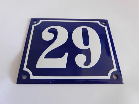 Vintage French Handmade 4.75 x 4" Enamel Plaques Door Gate House Number Sign 29 Cover