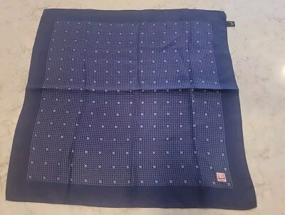 Dunhill Navy Blue PATTERN 100% Silk 24" POCKET SQUARE HANDKERCHIEF Mens - Image 1 of 4