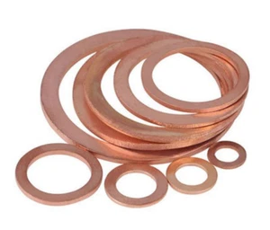 Red Copper Marine/Table M5 M6 -M48 Seal Flat Washers Ring Gasket 1-1.5-2mm Thick - Picture 1 of 7