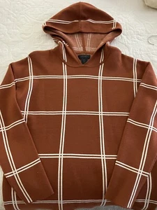 Modern Rust Plaid Hoodie Sweater - Picture 1 of 3