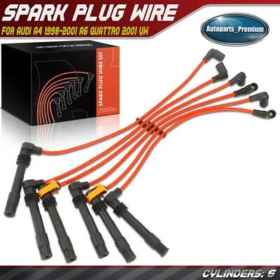 6Pcs Spark Plug Wire Set for Audi A4 1998-2001 A6 Quattro 2001 Volkswagen Passat - Image 1 of 4