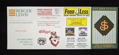 1996 San Jose Giants Baseball Schedule - Image 1 of 2