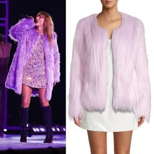 NWT TAYLOR SWIFT LAVENDER HAZE Unreal Fur Dream Faux Fur Jacket size XS - Picture 1 of 6