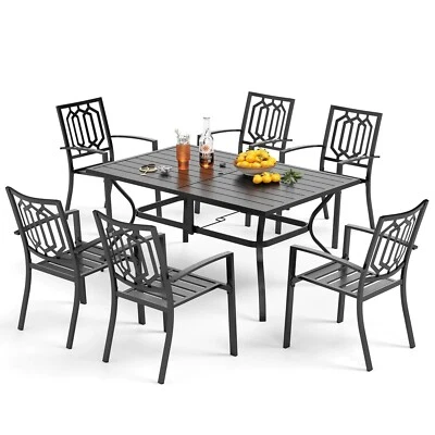 Gartengarnitur Sitzgruppe Gartenmöbel Set Garnitur Gartenset 7-teilig Stapelbare - Bild 1 von 4