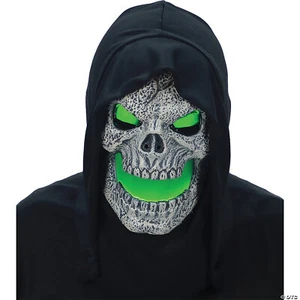 Flaming Green Skull Mask With Hood - Morris Costumes - Picture 1 of 1