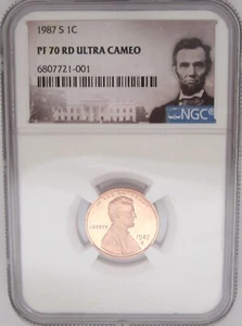 1987-S Lincoln Memorial Cent NGC PF70 RD ULTRA CAMEO =SCARCE, RARE RED HOT PROOF - Picture 1 of 7