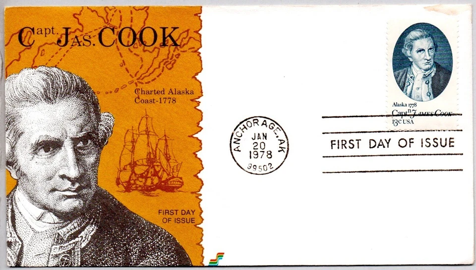 #1732 CAPTAIN JAMES COOK ALASKA 1778 FIRST DAY OF ISSUE, SPECTRUM FDC - Image 1 of 1