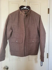 New Mens Kenneth Cole New York Brown Jacket Lined Pockets Zip Snap Buckle Small - Picture 1 of 10